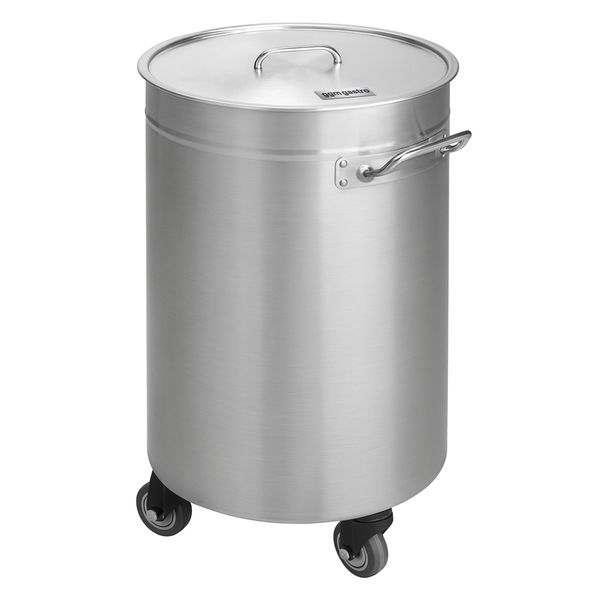 Abfallbehälter mit Deckel, Rollen & Griffen - 50L - Edelstahl