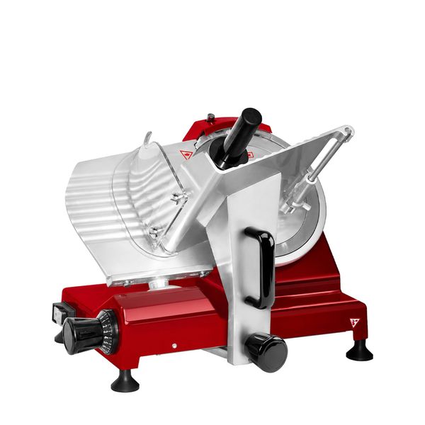 Aufschnittmaschine mit Self-Lock-System - 150 Watt - Messer: Ø 250mm - Rot