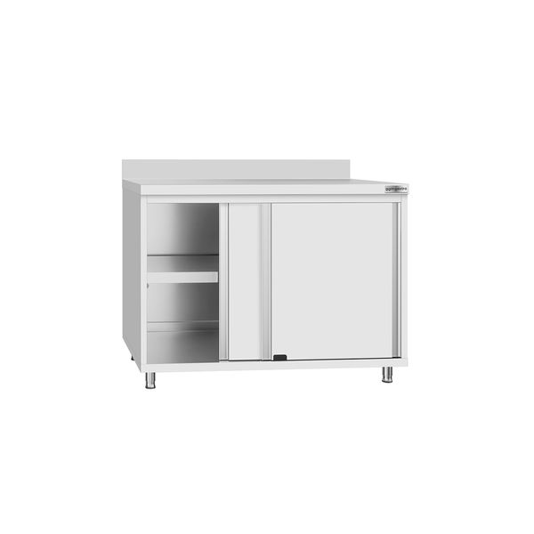 Edelstahl Arbeitsschrank ECO - 1000x600mm - mit Schiebetür & Aufkantung
