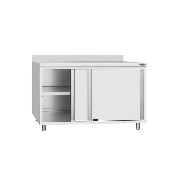 Edelstahl Arbeitsschrank ECO - 1200x600mm - mit Schiebetür & Aufkantung
