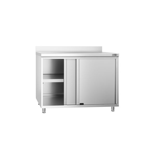 Edelstahl Arbeitsschrank PREMIUM - 1000x600mm - mit Schiebetür & Aufkantung