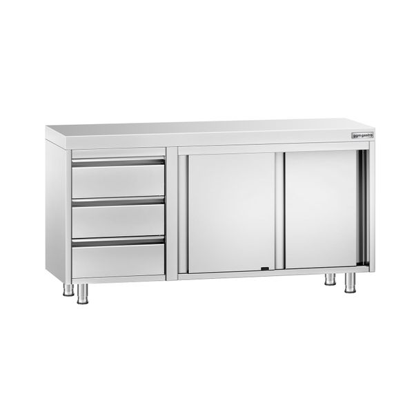 Edelstahl Arbeitsschrank PREMIUM - 1400x600mm - mit 3 Schubladen links