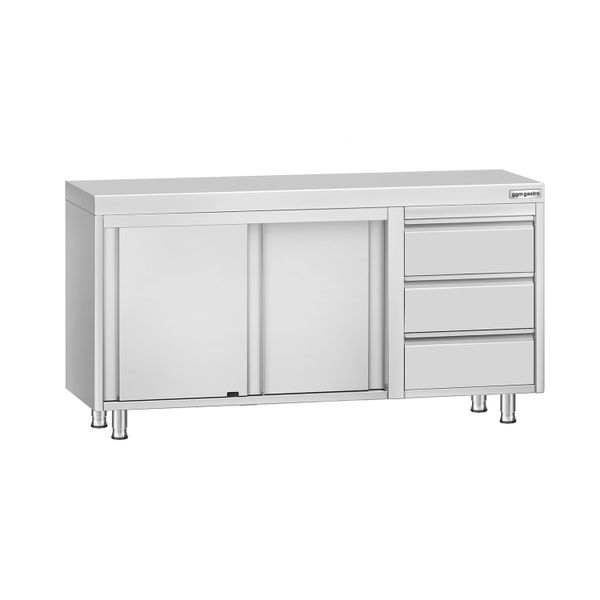 Edelstahl Arbeitsschrank ECO - 1400x600mm - mit 3 Schubladen rechts
