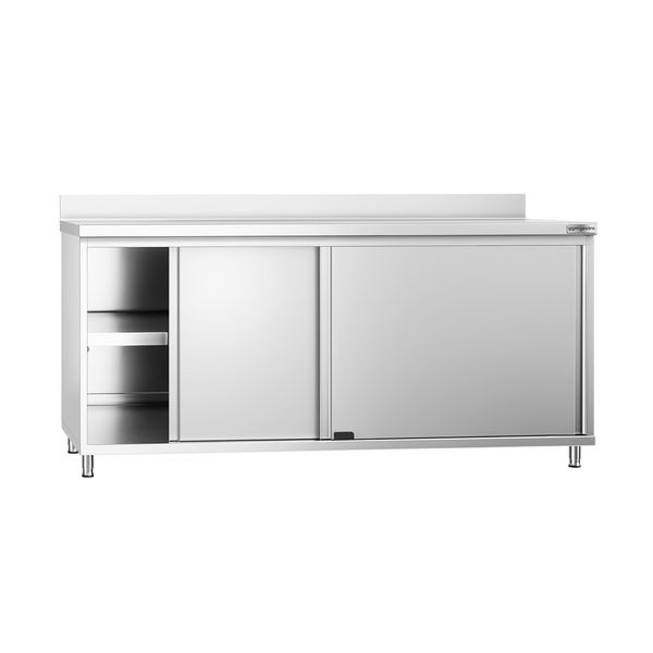 Edelstahl Arbeitsschrank PREMIUM - 1800x800mm - mit Schiebetür & Aufkantung