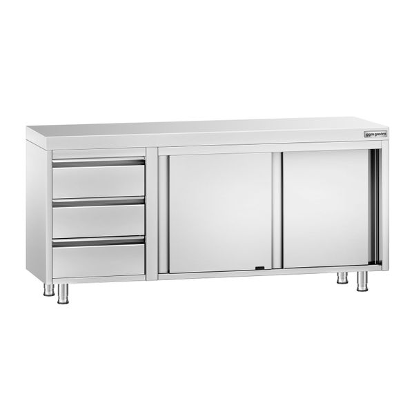 Edelstahl Arbeitsschrank PREMIUM - 1800x600mm - mit 3 Schubladen links