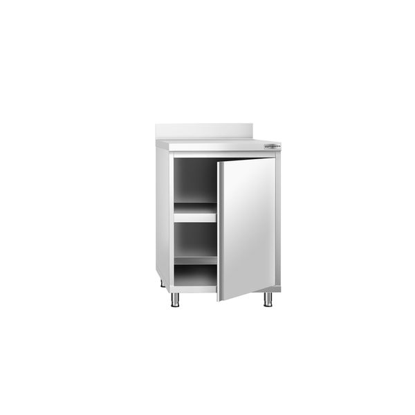 Edelstahl Arbeitsschrank PREMIUM - 600x600mm - mit Flügeltür & Aufkantung