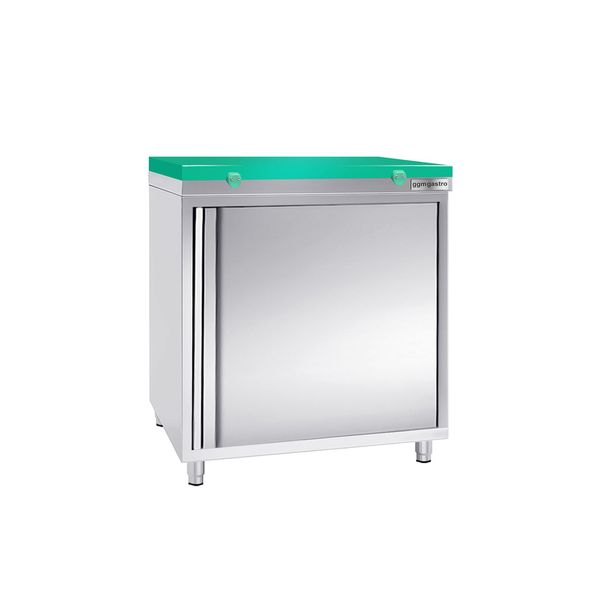 Edelstahl Arbeitsschrank PREMIUM - 600x700mm - mit Flügeltür - inkl. Schneideplatte Grün