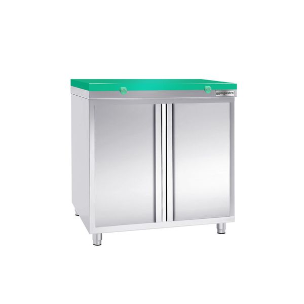 Edelstahl Arbeitsschrank PREMIUM - 800x700mm - mit Flügeltür inkl. Schneideplatte Grün