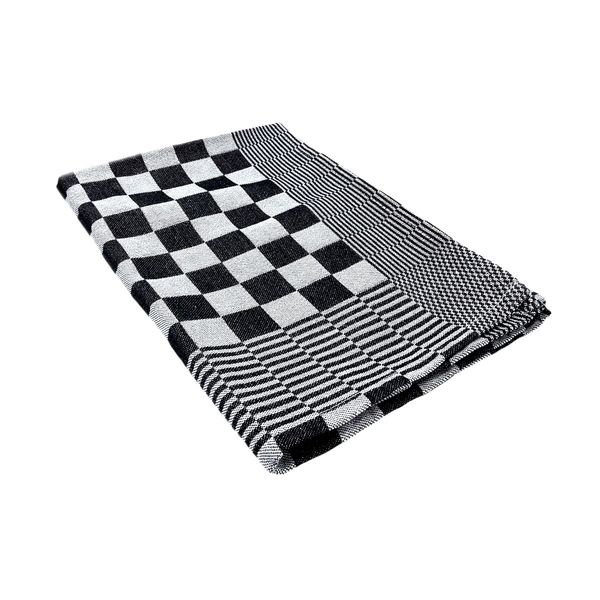 (180 Stück) Abwaschtuch aus Baumwolle - 225g/m² - 65x65cm - Schwarz / Weiß kariert
