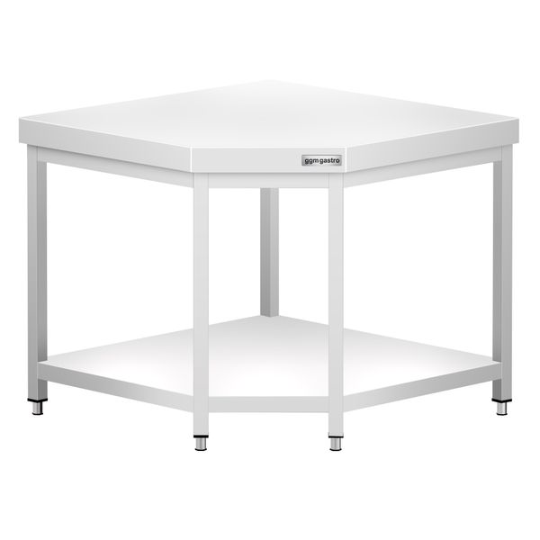 Edelstahl Eckarbeitstisch PREMIUM - 1150x800mm - mit Grundboden