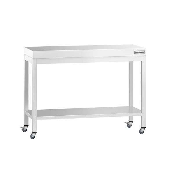 Edelstahl Arbeitstisch PREMIUM - 1000x800mm - mit Grundboden & Rollen
