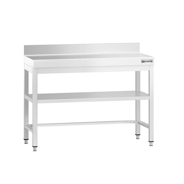 Edelstahl Arbeitstisch PREMIUM - 1000x800mm - mit Grundboden, Aufkantung & Verstrebung