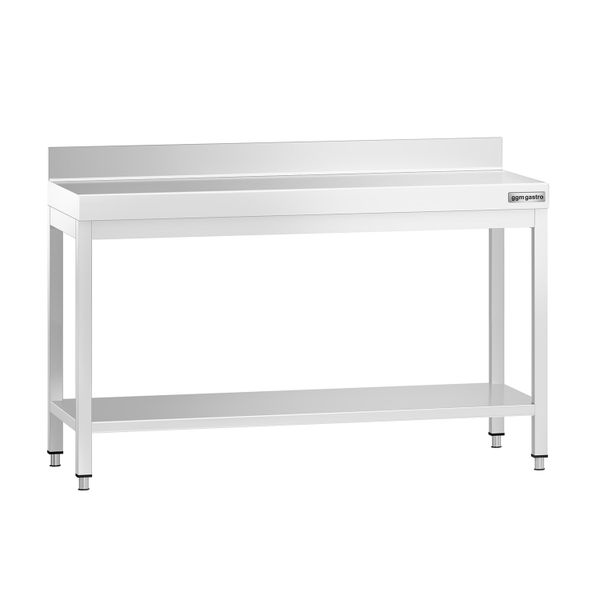 Edelstahl Arbeitstisch PREMIUM - 1400x700mm - mit Grundboden & Aufkantung