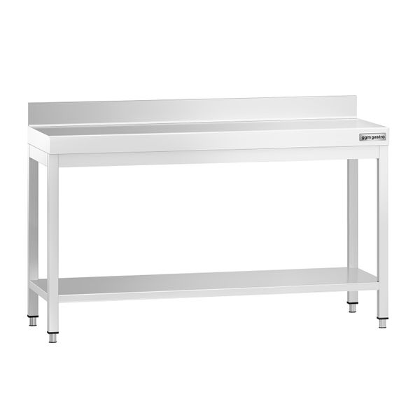 Edelstahl Arbeitstisch PREMIUM - 1500x600mm - mit Grundboden & Aufkantung