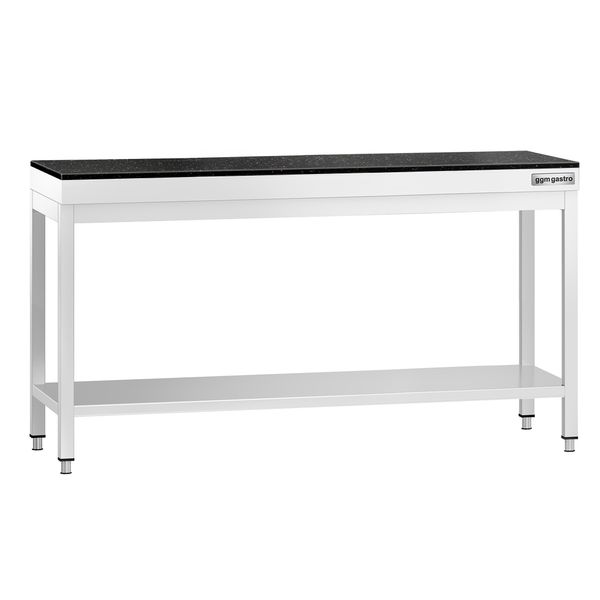 Edelstahl Arbeitstisch PREMIUM - 1800x600mm - mit Grundboden - inkl. Granitarbeitsplatte