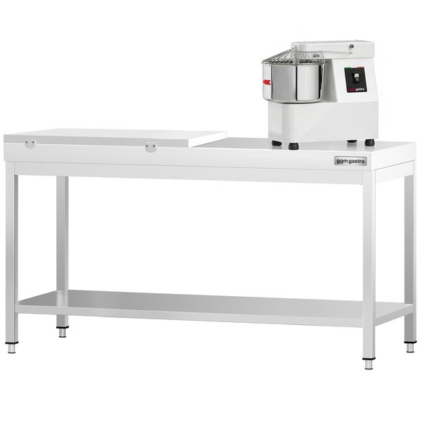 Edelstahl Arbeitstisch PREMIUM - 2000x800mm - mit Grundboden - inkl. 1/2 Schneideplatte Weiß