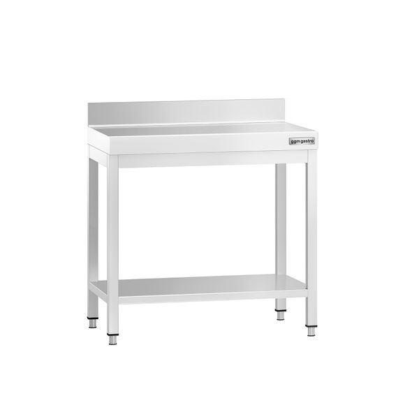 Edelstahl Arbeitstisch PREMIUM - 700x700mm - mit Grundboden & Aufkantung
