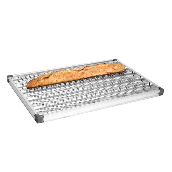 Baguetteblech - Aluminium - EN 600x400 - Silber - mit 5 Mulden