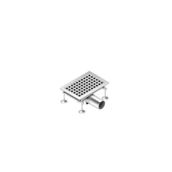 Edelstahl Bodenablauf - 300x200mm - flache Ausführung & seitlicher Ablauf - Ø 70mm