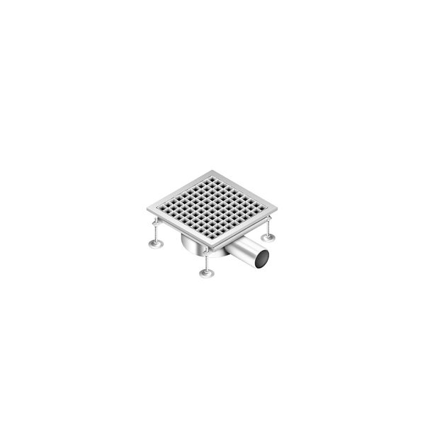 Edelstahl Bodenablauf - 300x300mm - flache Ausführung & seitlicher Ablauf - Ø 70mm