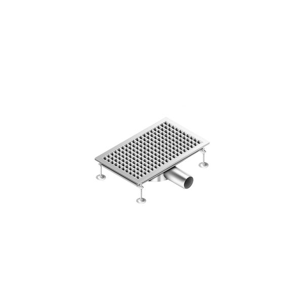 Edelstahl Bodenablauf - 500x300mm - flache Ausführung & seitlicher Ablauf - Ø 70mm