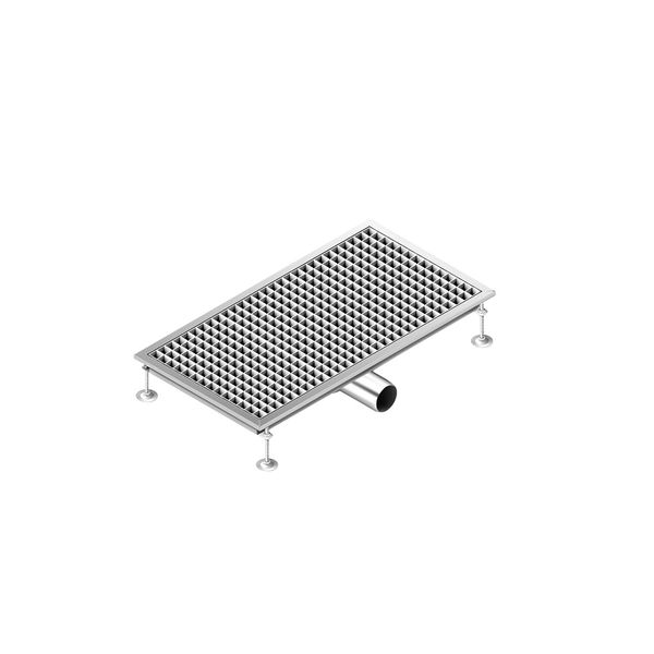 Edelstahl Bodenablauf - 750x400mm - flache Ausführung & seitlicher Ablauf - Ø 70mm
