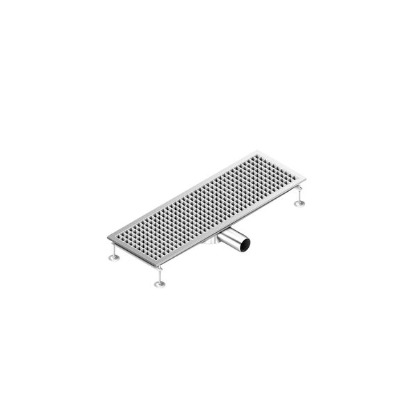 Edelstahl Bodenablauf - 900x300mm - flache Ausführung & seitlicher Ablauf - Ø 70mm