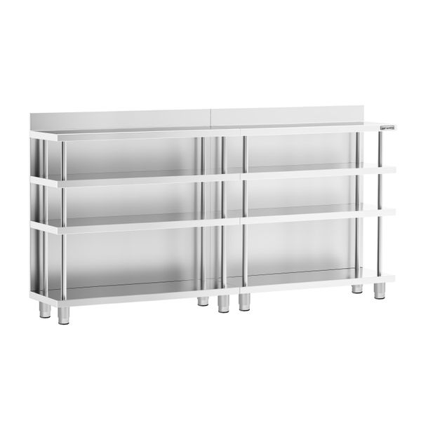 Bar-Arbeitstisch - Edelstahl - 2000x400mm - mit 4 Ablagen