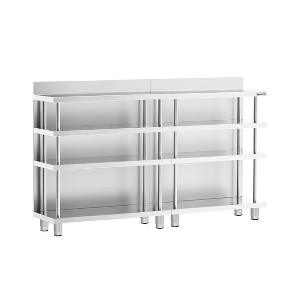 Bar-Arbeitstisch - Edelstahl - 1800x400mm - mit 4 Ablagen