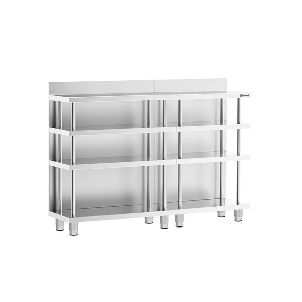 Bar-Arbeitstisch - Edelstahl - 1600x600mm - mit 4 Ablagen