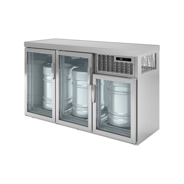 Fasskühler - 3x50 L Fässer - 1600x600mm - mit 3 Glastüren