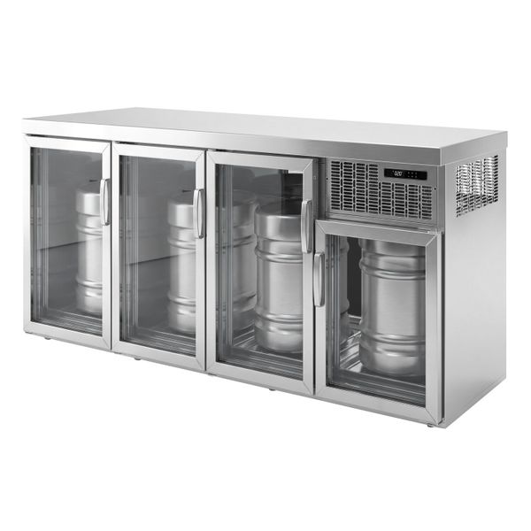 Fasskühler - 4x50 L Fässer - 2100x600mm - mit 4 Glastüren