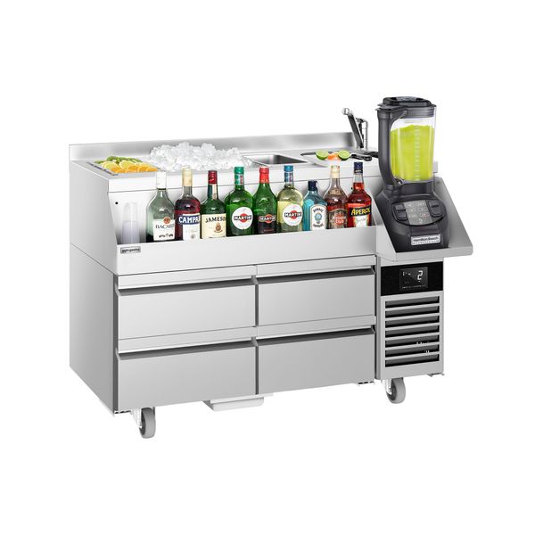 Bar-Cocktail-Getränkekühltisch - 1200mm - 150 Liter - 4 Schubladen & 230V Steckdose