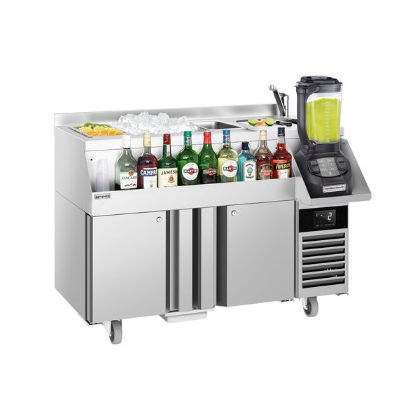 Bar-Cocktail-Getränkekühltisch - 1200mm - 150 Liter - 2 Türen & 230V Steckdose