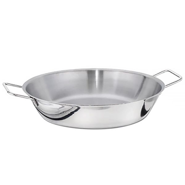 Paella Pfanne - Edelstahl - 8 Liter - Ø 360mm - Höhe: 75mm - Induktionsgeeignet