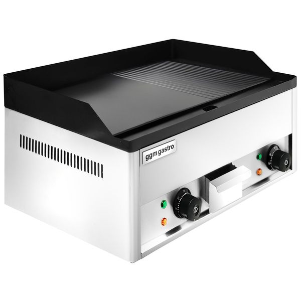 Elektro Bratplatte - 4,4 kW - Glatt & Gerillt - Bratfläche: 600x335mm