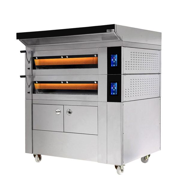 Bäckerei Etagenofen mit Dampffunktion - Touch - 2 Backkammern - inkl. Haube & Gärschrank 8x EN 600x400 - Edelstahl