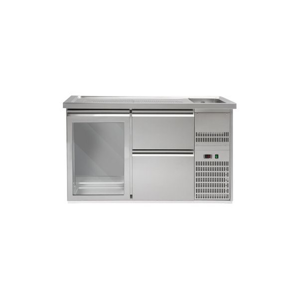Biertheke Premium PLUS - 1550x700mm - 1 Glastür & 2 Schubladen