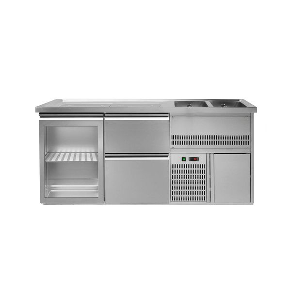 Biertheke Premium PLUS - 1950x700mm - 1 Glastür & 2 Schubladen