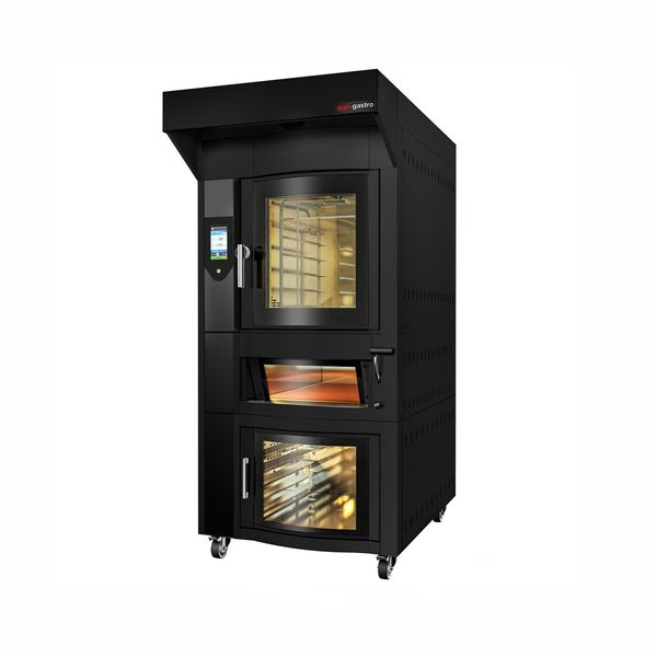 Rotierender Elektro Bäckerei-Heißluftofen mit Dampffunktion - Touch - 6x EN 600x400 - inkl. Pizzaofen, Haube & Gärschrank