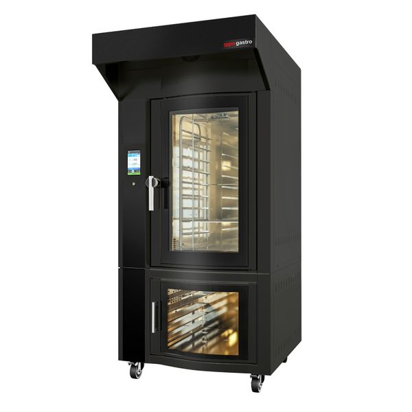 Rotierender Bäckerei-Heißluftofen mit Dampffunktion - Touch - 10x EN 600x400 - inkl. Haube & Gärschrank