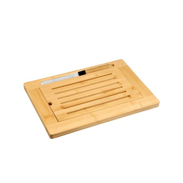 (5 Stück) Brotschneidebrett inkl. Messer - Bambus - 280x420x20mm