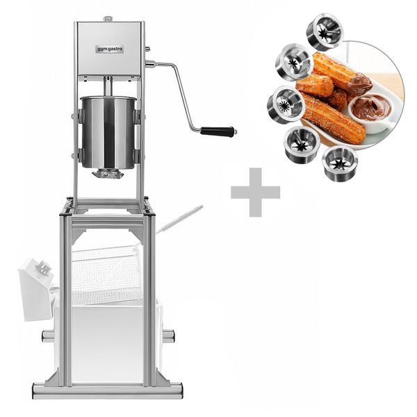 Churro-Maschine - 3 Liter - inkl. verstellbarem Untergestell & 5 Churro-Aufsätze