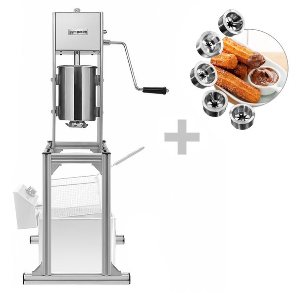 Churro-Maschine - 5 Liter - inkl. verstellbarem Untergestell & 5 Churro-Aufsätze