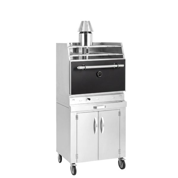Charcoal - Holzkohlegrillofen - 704mm - mit Rostablage & Unterbau - Schwarz
