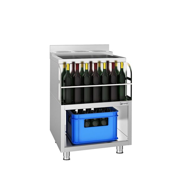 Cocktailstation - Edelstahl - 600x600mm - mit 3 Kühlbecken & Flaschenhalter