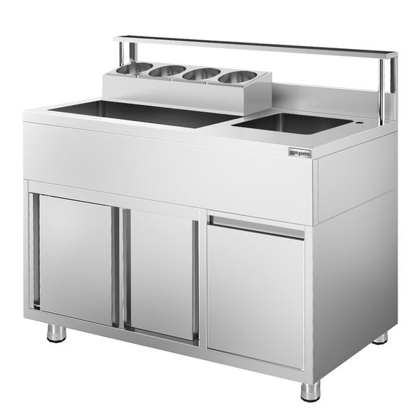 Cocktail-Zubereitungstisch - Edelstahl - 1200x720mm - mit 2 Schiebetüren