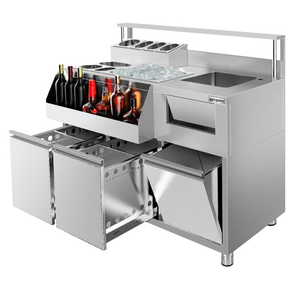 Cocktail-Zubereitungstisch - Edelstahl - 1200x720mm - mit 2 Schubladen
