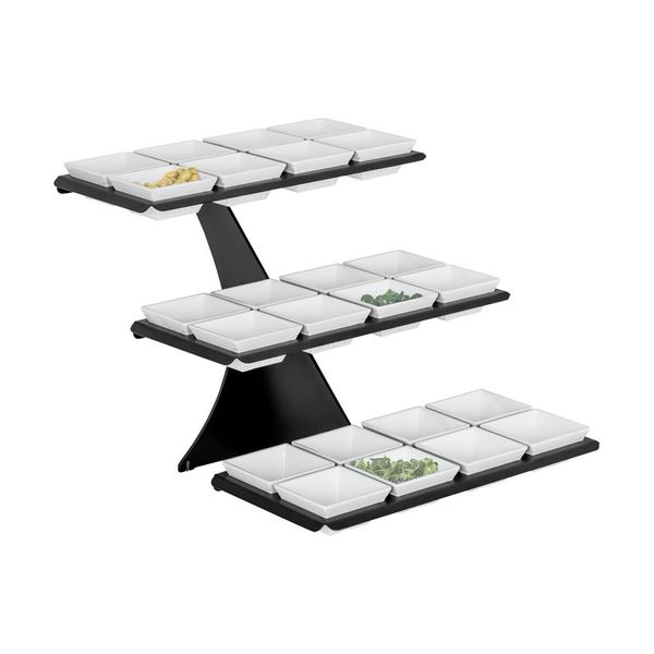 Etagerie / Buffetständer - Schwarz - inkl. 24 Melaminschalen - eckig