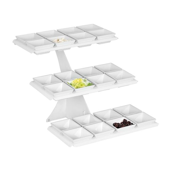 Etagerie / Buffetständer - Weiß - inkl. 24 Melaminschalen - eckig